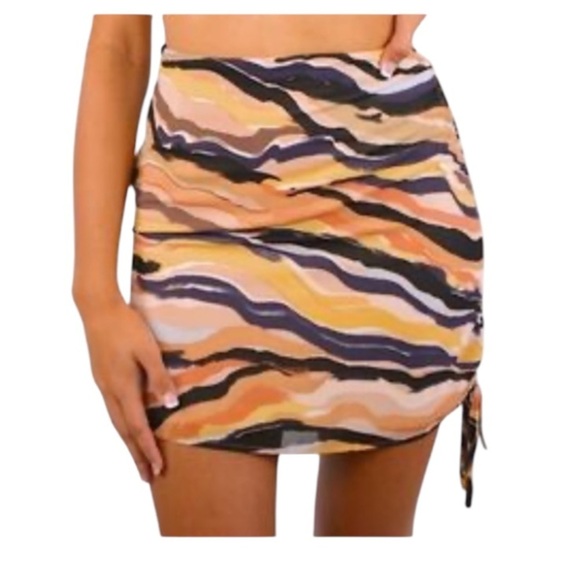 32. SAGE THE LABEL Ribbed Ruched Mini Skirt - Picture 1 of 8